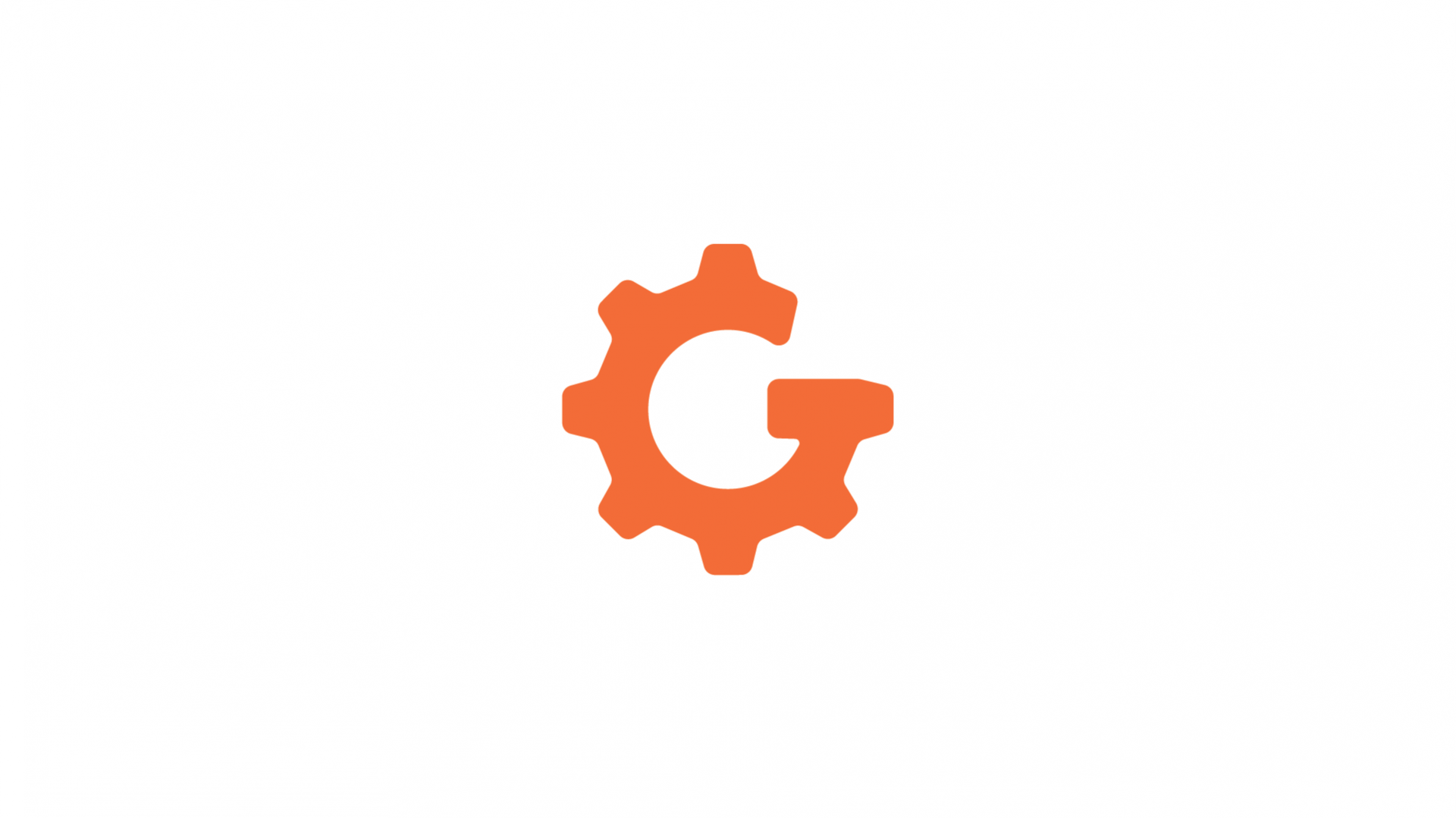 The logo in it's signature orange, isolated by a large amount of white space.