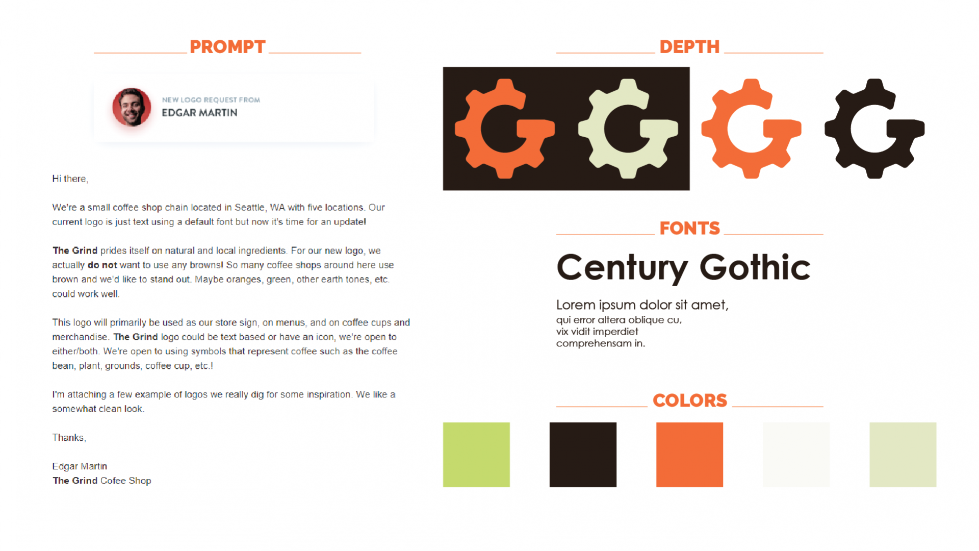 A page outlining the general styles the client can use to be consistent.