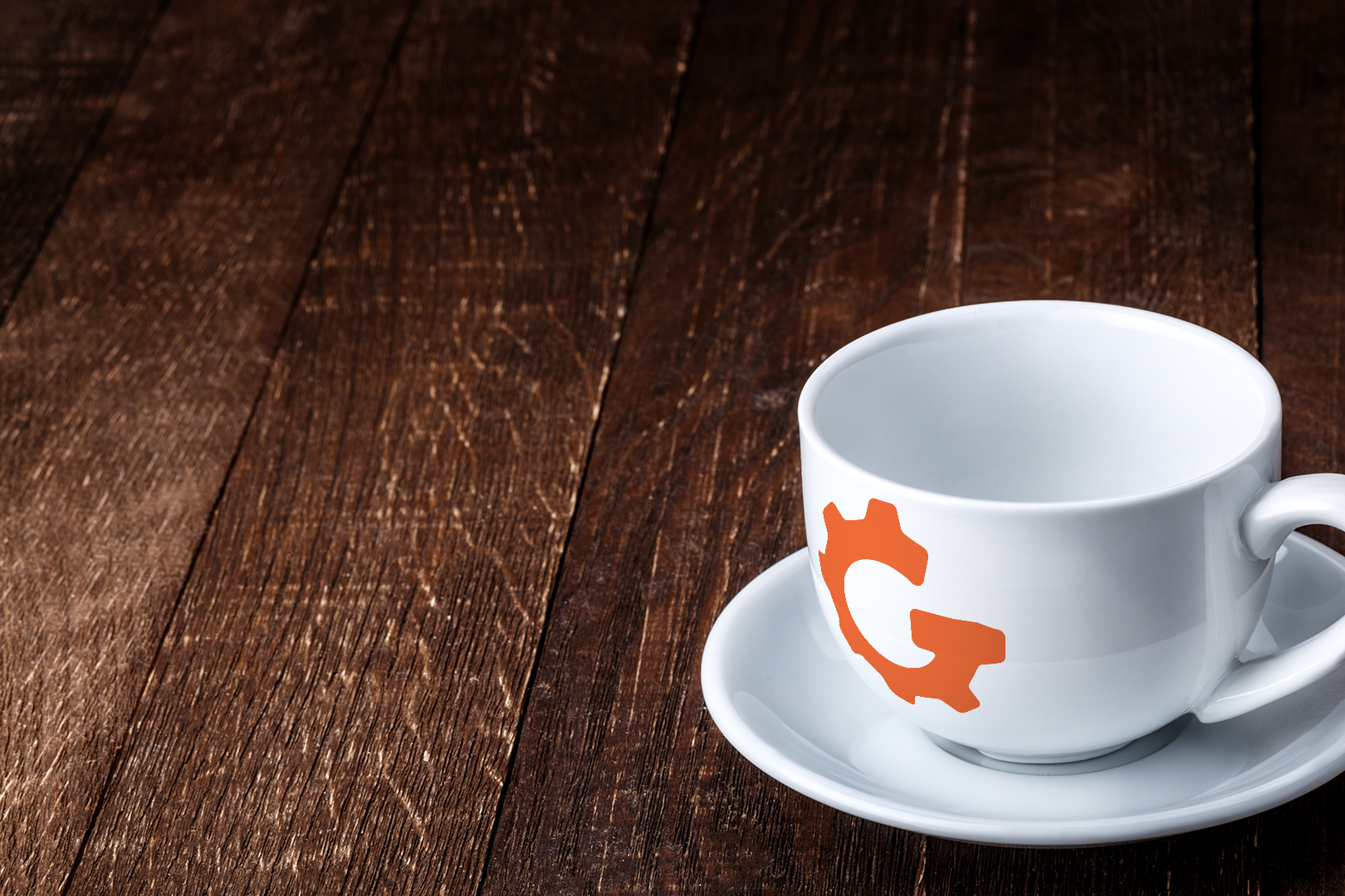 A mock-up showing how the logo could look on a simple coffee cup.